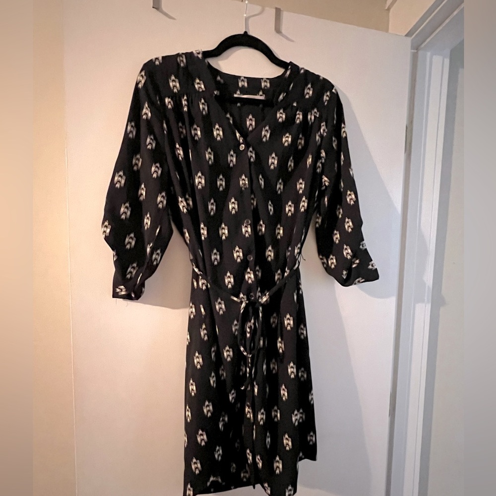 3/4 sleeve Shirtdress with tie waist